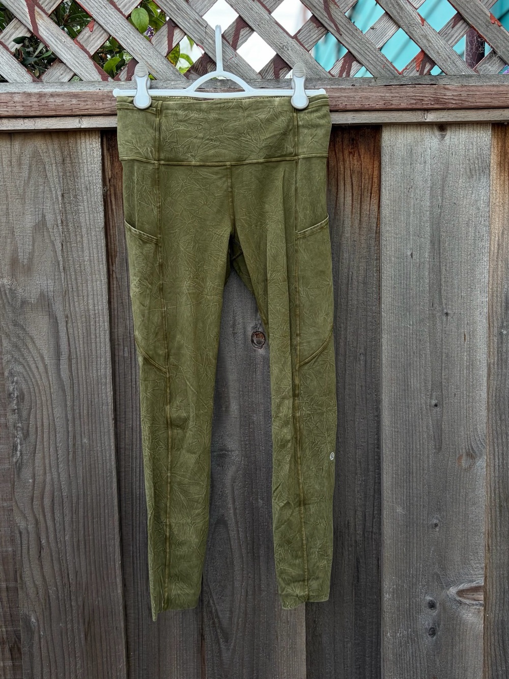 lululemon Olive Green Leggings with Side Pockets